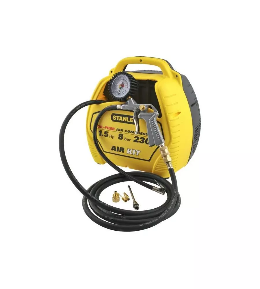 Compressore a secco portatile "air kit stanley" oil free 1,5 hp